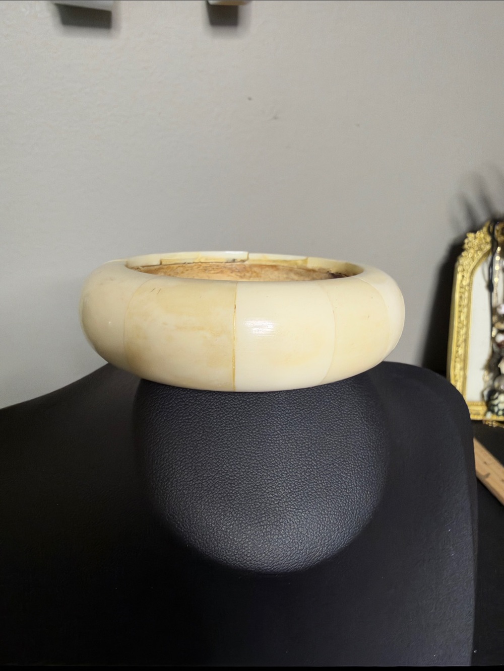 Cream Round Bone Wood Chunky Statement Sculptural Neutral Accent VtG